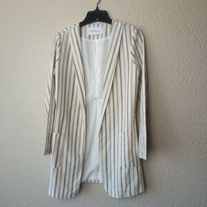 BCBGENERATION cream‎ striped blazer vest women size xs long sleeve open front